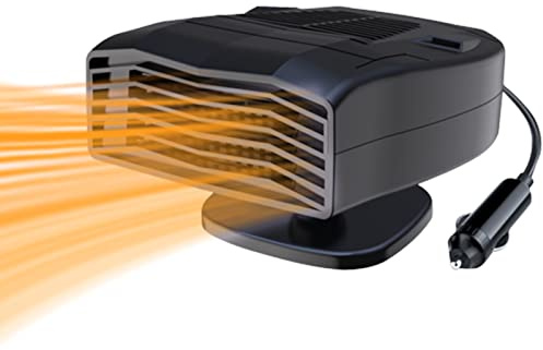 Skeadex Chauffage Voiture 12V/24V, Radiateur Soufflant Voiture Portable, Chauffage de Voiture Allume Cigare, Dégivreurs Pare-Brise pour Camions Voitures, 2 en 1 pour Chauffage/Refroidissement (12V)