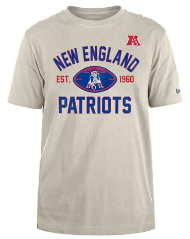 New Era Cap NFL Regular T-Shirt Distressed Screenprint Team Graphic New England Patriots Stone Unisex