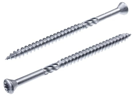 SECCARO Tornillo de terrazas con cabeza decorativa (5 x 90 mm, acero inoxidable C1, tornillo para madera con punta de corte y muesca de corte, 100 unidades)