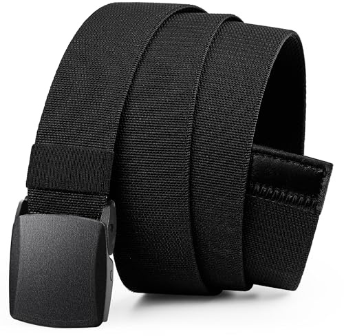 Bon4Extrao Tätt Elastisk Herrbälte utan Hål, Stoff Stretchbälte Herr 38mm för Arbetsbyxor med Höglast Lätt Plastbuckla Oändligt Justerbart