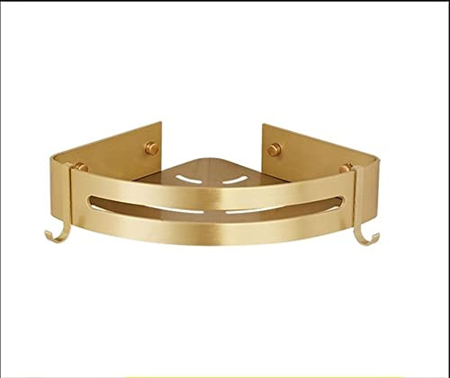 GHBSDNEPP Estantes Flotantes de Esquina de Baño, Estantes de Ducha de Oro Cepillado, Estante de Almacenamiento Triangular para Baño, Estante de Almacenamiento Montado en la Pared, Perforación, para/Es