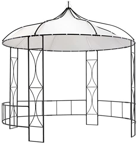 PURADAY Tonnelle 300 x 290 cm, blanche, ronde, tonnelle de jardin, pergola, auvent, activités de plein air