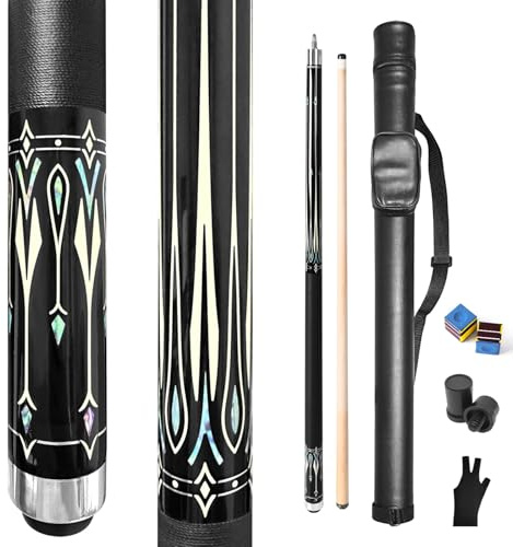 RAYNA GAMES Pool Queue,11,5 mm Spitze Queue Sticks,58 Pool Queues Satz, Pool Cue Erwachsene Kanadischer Ahornholz Pool Cues für Professionelle Billardspieler-Weiß