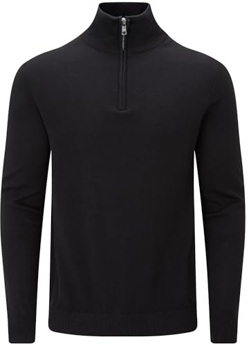 Charles Wilson Baumwollpullover mit Reißverschluss für Herren (M, Black (0524))