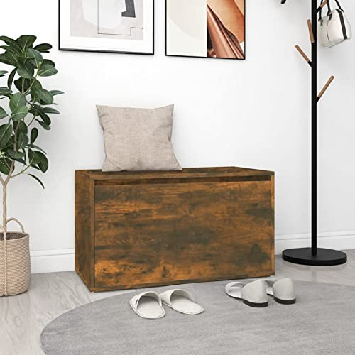 ShGaxin Panca Corridoio Legno compensato, Baul Stoccaggio Camera da letto, Mobili da camera, Poggiapiedi Divano, Quercia fumata 80x40x45 cm