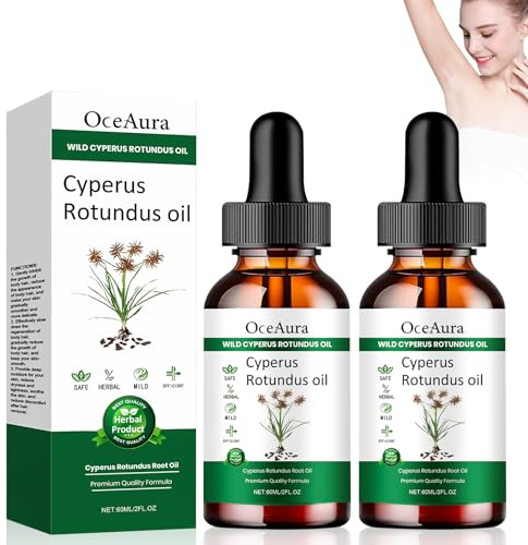 Cyperus Rotundus Oil, Aceite de Cyperus Rotundus para Depilación, Aceite 100% Puro Natural de Cyperus Rotundus, Inhibidor Vello, Reduce el Crecimiento del Vello Corpora, Cyperus Oil - 60ml * 2