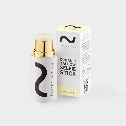 Fierce Nature Multi-Use Tallow Balm Selfie Stick for for Highlighter, Blush & Contour Stick Alternative – Nourishing, Non-Toxic, Clean Face Care & Makeup - (Natural (Unscented), 7g)