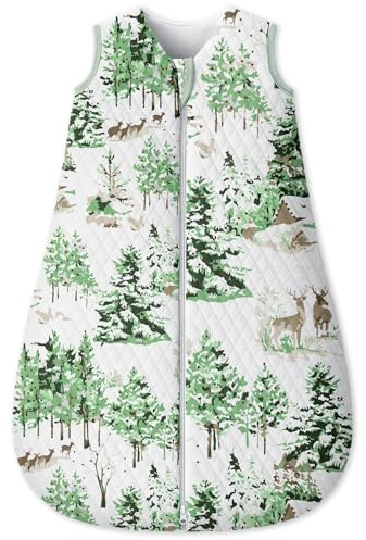 Unnivoll - Saco de dormir para bebé de 6 a 12 meses, 100 % de algodón, con un TOG de 1.5, saco de dormir para bebé con cierre de 2 vías, manta portátil para recién nacido, verde pino