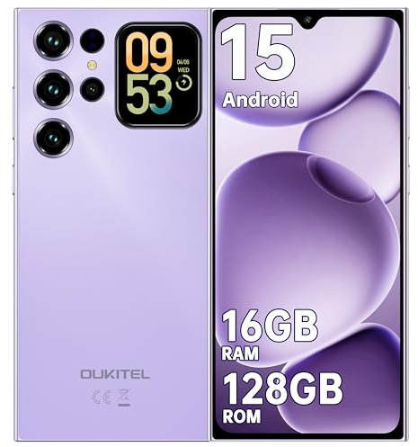 OUKITEL C62 Mobile Phones 2025 - Android 15, 6.88 Smart phone, 16GB+128GB/1TB, 5150mAh Battery Phone, 13MP Camera, 4G Dual SIM-Free & Unlocked Mobile Phones, Fingerprint/Face Unlock/GPS/BT5.0, Purple