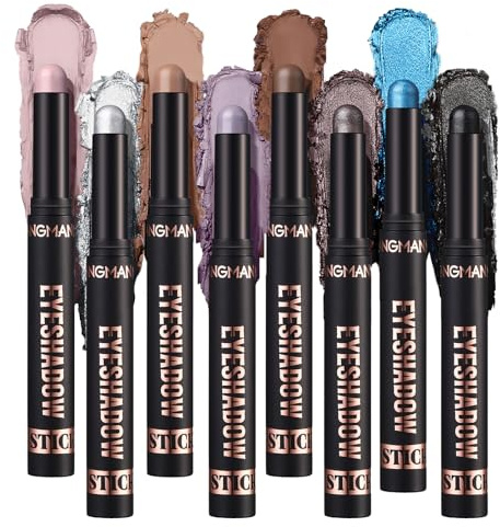 Flintronic Ögonskuggspinn, matt skimrande ögonskugga, lång livslängd och naturlig, mjuk krämig blyertspenna ögonskugga, vattentät skimrande ögonskuggspinne, glitter ögonmakeup