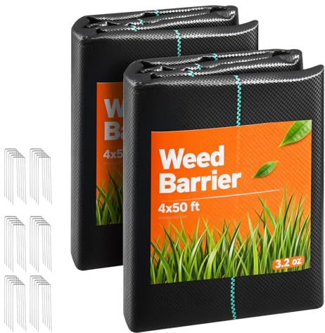 VEVOR Telo Anti Erbacce 2X 1,2x15,2 m Tessuto Pacciamante da Giardino 90 g/m², Tappetino Anti Erbacce in Polipropilene, Barriera Pacciamante per Serre, Giardino, Fattoria, Prato, Paesaggistica, Nero
