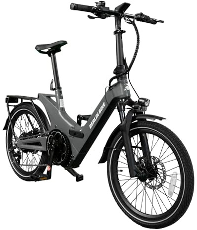 Berlin Bike Bicicleta eléctrica Plegable Ultraligera, 20 Pulgadas con 7 Marchas, Bicicleta eléctrica Plegable para Adultos con batería de 36 V 10,5 Ah, Motor de 250 W, Alcance de 50 km, Bicicleta