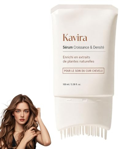 Kavira Serum Capillaire, 2026 Kavira Cheveux,Sérum Capillaire avec Brosse Applicatrice Intégrée, Hydratant et Nourrissant,Renforce les Cheveux,Améliore Volume et Densité,pour Hommes et Femmes (1 PC)
