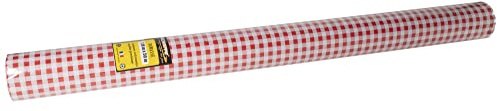 Pro Nappe - Réf R485070I - Nappe jetable en papier damassé en rouleau de 50 M de long X 1,18 M de large - Papier damassé au motif universel chic et classique - 166 couverts - Couleur vichy rouge