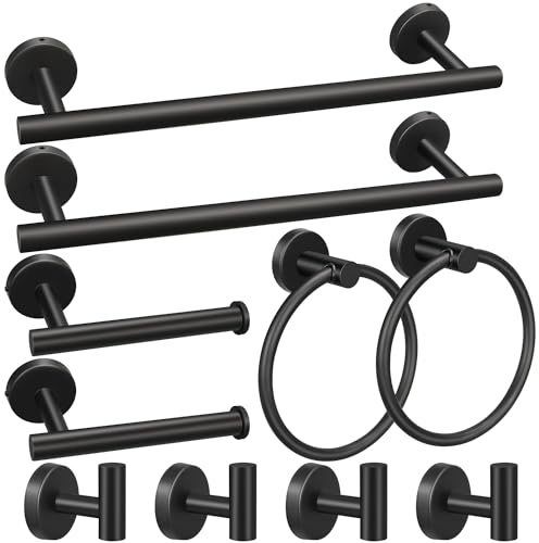10pcs Bathroom Hardware Set, Including 16 Hand Towel Bars, Toilet Paper Holders, Towel Rings, Robe Towel Hooks