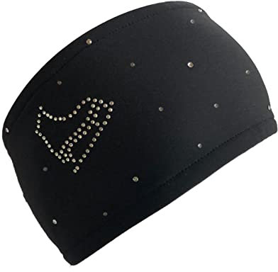 Eiskunstlauf Stirnband mit Strass Schlittschuh für kleine Eisprinzessinnen Thermostoff