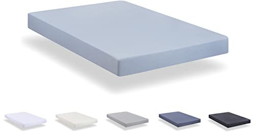 Spannbettlaken aus gebürsteter Mikrofaser, extra weich, für Betten 180 x 190/200 cm, Hellblau