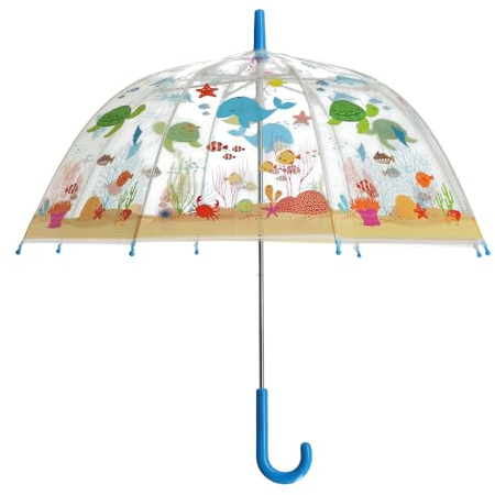Esschert Regenschirm für Kinder, transparent, Meer, Mehrfarbig, Playful