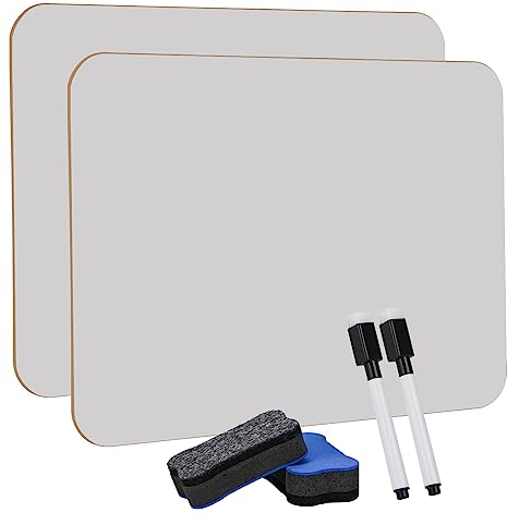 Hisredsun 2 Stück whiteboard klein, Mini Whiteboard a4, abwischbare tafel mit 2 Stiften und 2 Radiergummis, kleines whiteboard für Klassenzimmer, Zuhause und Büro