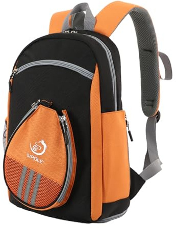 Amagogo Sac de Raquette de Tennis de Table, Pochette de Raquette Portable, Sac à Dos de Sport avec Compartiment Polyvalent, Housse de Raquette de Ping-Pong pour Unisexe, Noir, 26 x 17 x 40 cm