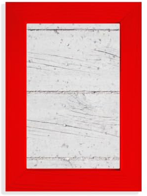 Carta da parati ruvida con pavimento in legno bianco, cornice per foto, colore rosso