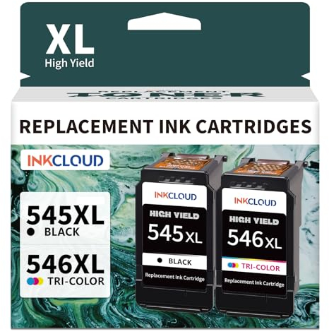 545XL 546XL Multipack Ersatz für Canon Druckerpatronen 545 546 XL Set, PG-545XL CL-546XL Patronen für Canon Pixma TS3350 TS3300 TS3352 TR4650 TR4550 TR4551 MG2550s MG3050 MX495 (1Schwarz, 1Farbe)