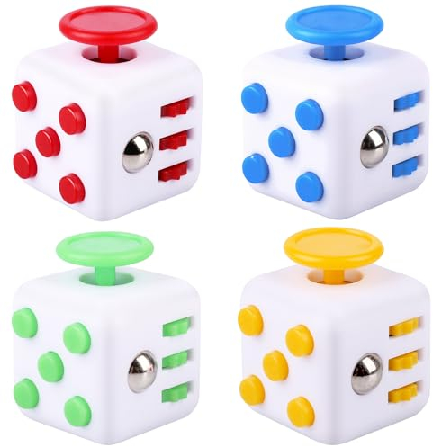 Fzyisw 4 Pezzi Antistress Cubo, Cubo Antistress con 6 Diverse Funzioni, Fidget Toy per Le Dita, Ansia Relief Giocattoli Regalo per Adulti e Bambini