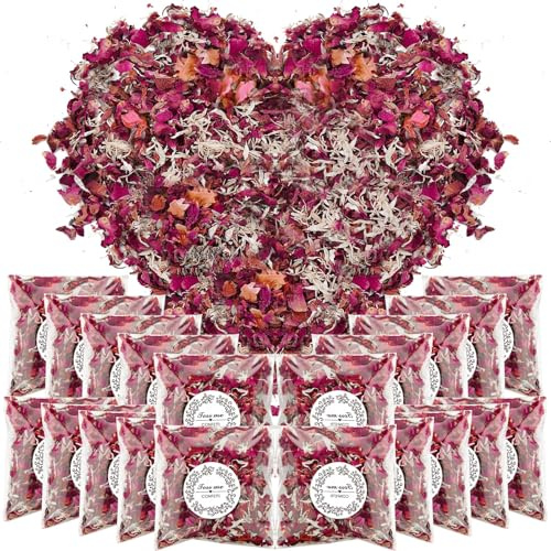 Mbsomnus 20 Packungen Blütenkonfetti Hochzeit Natürliches Biologisch Abbaubares Konfetti Streublumen Hochzeit Rosenblätter Getrocknet Blumen Konfetti für Hochzeitsdeko Geburtstag Party DIY Deko