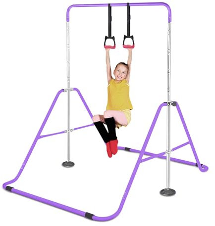 Triclicks Barre de Gymnastique pour Enfants, Barre d'entraînement Pliable avec Hauteur réglable, Barres Horizontales Extensibles pour Enfants, Filles, garçons (Violet)