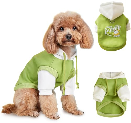 Maglione per Cane Piccolo, FainFun 1 Pezzi Maglione Cane Taglia Piccola per Cani Taglia Grande Media Piccola, Felpa Cani per Inverno, Vestiti Autunnali e Invernali per Gatti (Verde bianco, S)