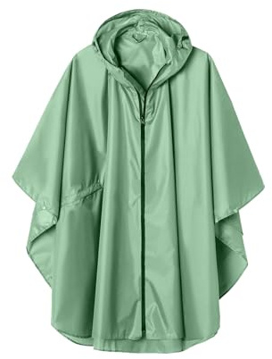 TURWXGSO Waterproof Rain Poncho for Adults Reusable Lightweight Breathable Packable Raincoats Rain Cape with Hood Women's Outdoor Rain Jackets for Hiking Camping Cycling Traveling