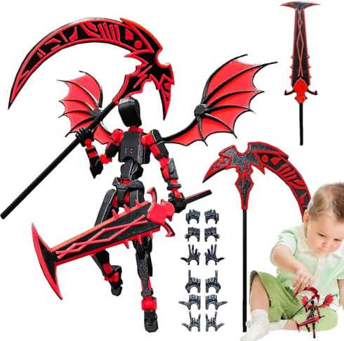 Juguete impreso en 3D | Juego de figuras de acción | Modelo de repetición múltiple impreso en 3D | Figuras totalmente articuladas para pantalla, dar, decoración de escritorio, movimiento de parada