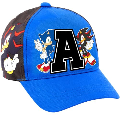 Sonic The Hedgehog Personalised Baseball Cap for Boys Letter Personalisation Adjustable Kids Snapback Hat 100% UV Protection Summer Holiday Cap Blue Age 5-12 Years