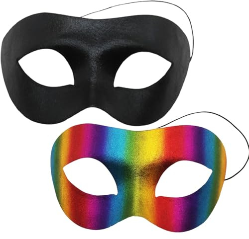 DUOHERESHUI 2 Pièces Carnaval Soiree Masquee, Masque Pour Halloween,Idéal Pour Mascarade, La Soirée à Thème, Halloween, Homme Femme Couple