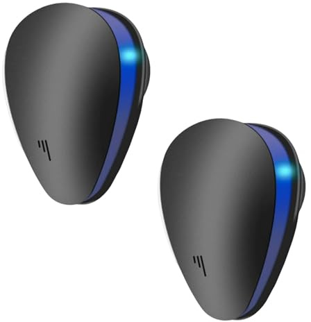 British Lux Flea Plug in, Ultrasonic Pest Repeller, Indoor Electronic Repellent Plug In Pest Control(Black-2pcs)