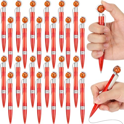 24 penne a sfera rosse a tema basket, strumenti di scrittura per scuola, ufficio e basket
