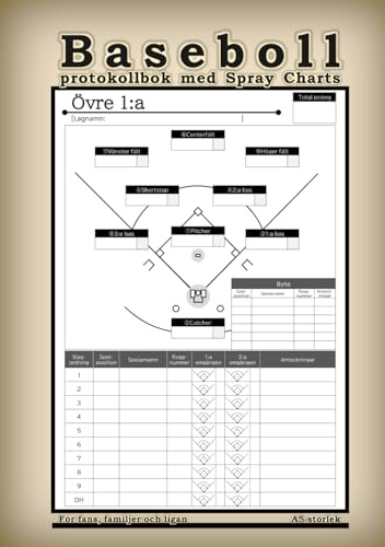 Baseboll-protokollbok med Spray Charts: Lättanvänd matchspårare (1 sida per inning) | Inkluderar stora Spray Charts & laguppställningstavlor | Den ... för föräldrar, fans & vuxenligor A5-storlek