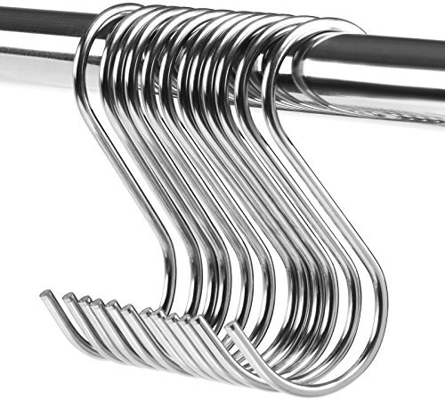 Naler Crochet de Suspension en S Metal 12 pcs Crochets et Patères en Acier Inoxydable Couverts support Cintre Crochets pour Cuisine, Bureau, Maison, Salle de Bain