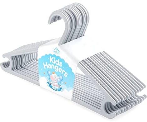 Anstore Kinderkleiderbügel Set,16 Stück Kunststoff Babykleiderbügel Schmale Baby Kleiderbügel Hangers, Haltbare und Platzsparende rutschfeste Kleiderbügel für Babys und Kleinkinder, Hellgrau