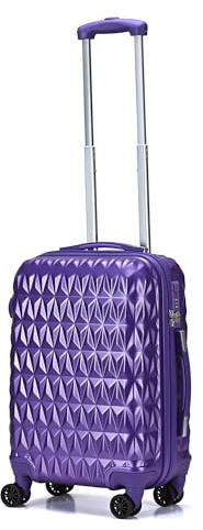 CMY Cabin Suitcase Super Lightweight Durable ABS Carry on Suitcase with 4 Dual Spinner Wheels and Built-in 3 Digit Combination Lock Ideal Travel Bag & Luggage Sets (Purple, 20 inches)