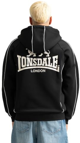 Lonsdale ACHAVANICH Hooded Sweatshirt, Nero/Bianco, XXL Men's