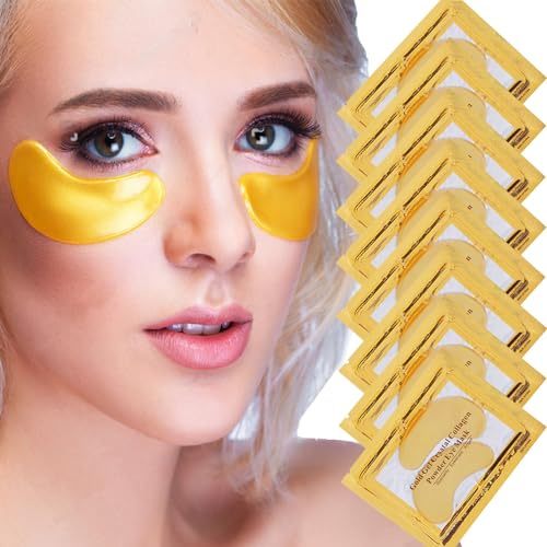 Maschere per il trattamento degli occhi in oro 24K, Jiasoval 20 paia di gel naturale sotto gli occhi, maschera per occhiaie, rimuovi borse e occhi gonfi, antirughe, idratante, lenitiva