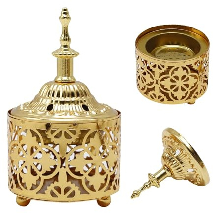 EATAKWARD Arabic Incense Burner Metal Vintage Incense Burner Aroma Lamp Incense Holder Iron Art Candlestick Decorative Candle Stand Home Scented Candle Stick for Home Tabletop Decoration