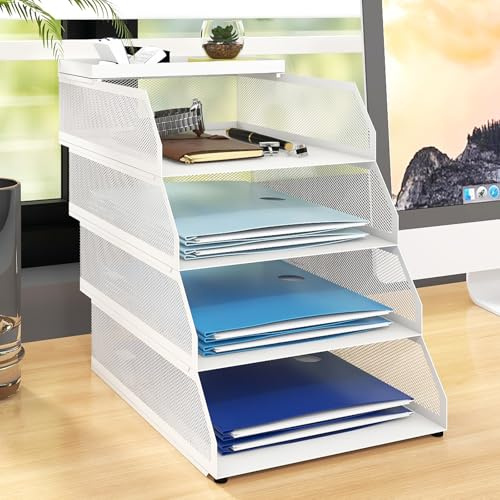 PUNCIA 4 Tiers Office Filing Trays for Desk Tidy Organiser Paper Storage