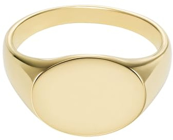 Fossil Anillo unisex de acero inoxidable dorado, JF047737108, Acero inoxidable, Sin piedras preciosas, Oro suave