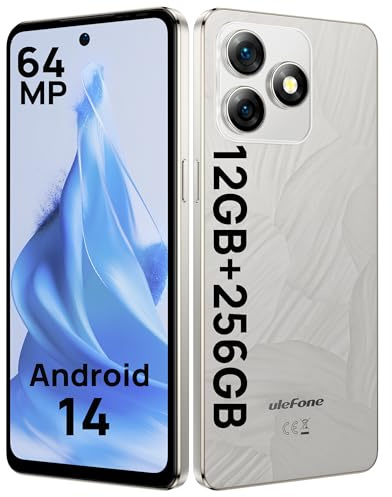 Ulefone Note 18 Pro Handy ohne vertrag, 64MP+50MP+32MP Kamera 12GB+256GB/SD-2TB Android 14 Smartphone mit 18W Schnellladung 6,78 Zoll HD+ 5450mAh Akku 4G Dual SIM Face ID/Fingerprint/GPS/OTG/NFC Grau