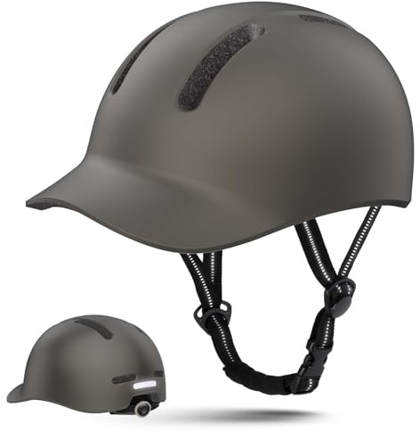 Shinmax Fahrradhelm für Damen und Herren, Einstellbarer Helm mit Visier & Sonnenschutz, Leicht & Belüftet für Urban Pendler Stadt & Rennrad (Titanium Grau, M:54-58cm)