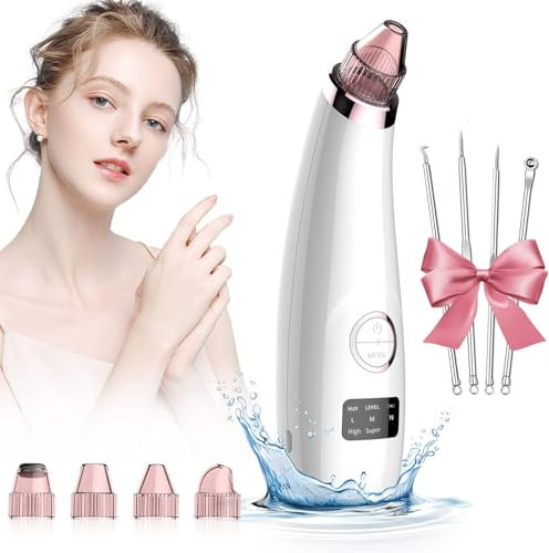 Annmiir Blackhead Remover Vacuum 5 Suction Power Mode Blackhead Remover Tool Rechargeable Black Head Remover for Face with 5 Suction Heads Pore Vacuum Cleaner Acne Pimple Whitehead Extractor