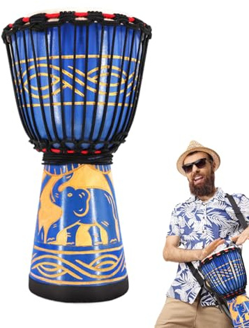 Nexusectar Bongo trummor vuxna | 8- afrikansk inspirerad flerfärgad handsnidad trumma, slagverksinstrument, konstnärlig musikdekoration för musiklektioner, aktiviteter, uppträdanden
