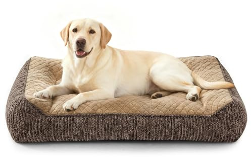 JOEJOY Cama Perro Grande, Cama Ortopedica para Perros Memory Foam, Camas Perros Soporte Funda Extraíble Lavable Peluche Sherpa Suave, Sofá para Perro Extra Grueso Antideslizante, 97x71x22cm